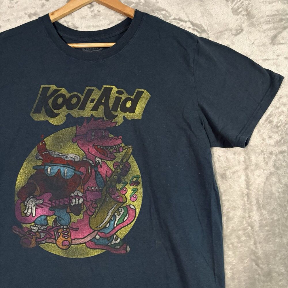KOOL-AID Rock-A-Dile Red Graphic Tee 2X XXL Navy Retro 90s Y2K Style Nostalgia